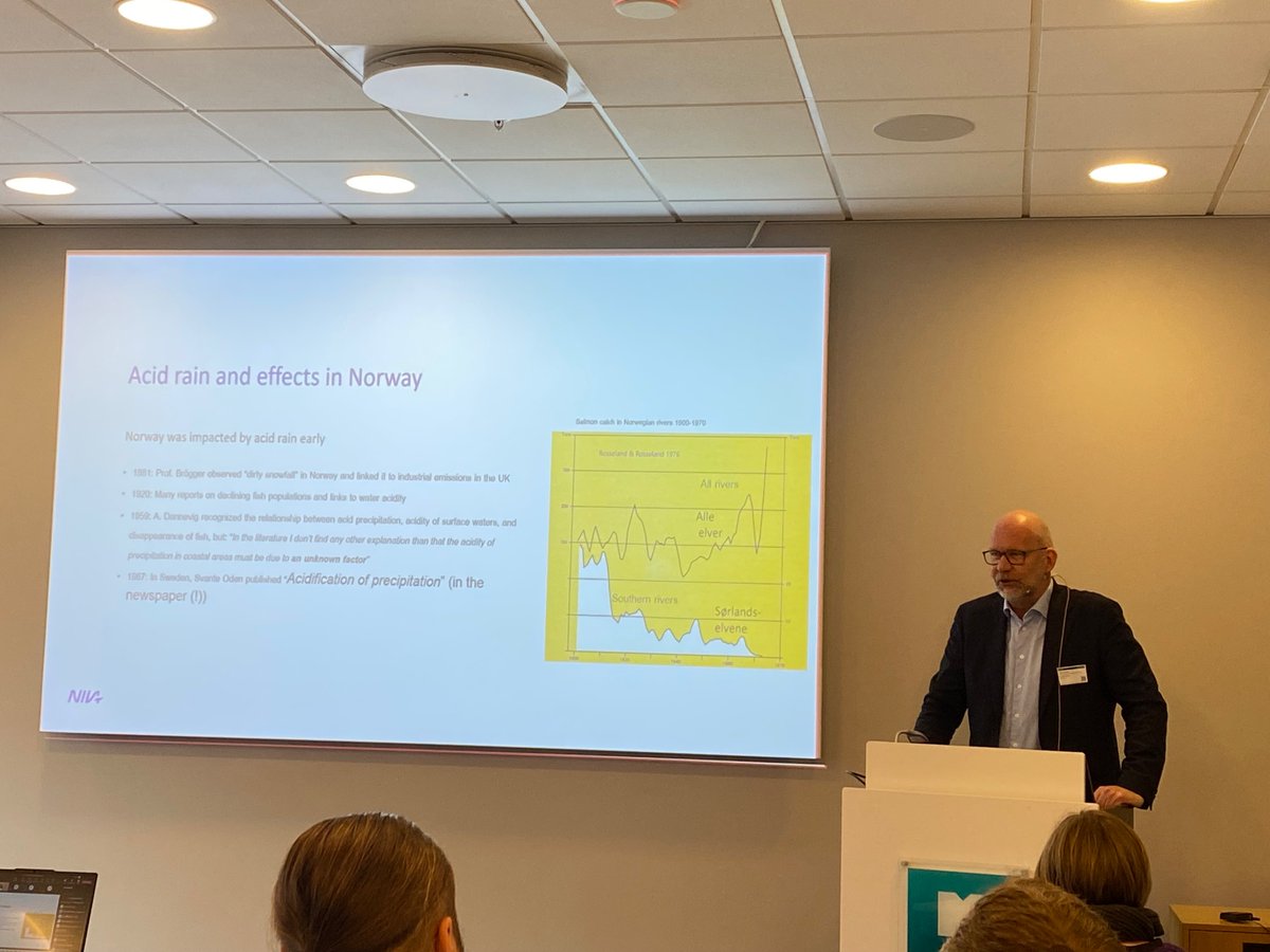 Hel1_de_Wit's tweet photo. NIVA DCEO @thorjorn gives opening talk on Task Force meeting ICP Modelling and Mapping about history of acid rain research in Norway @NIVAforskning @UNECE https://t.co/wgq0ktbkp2