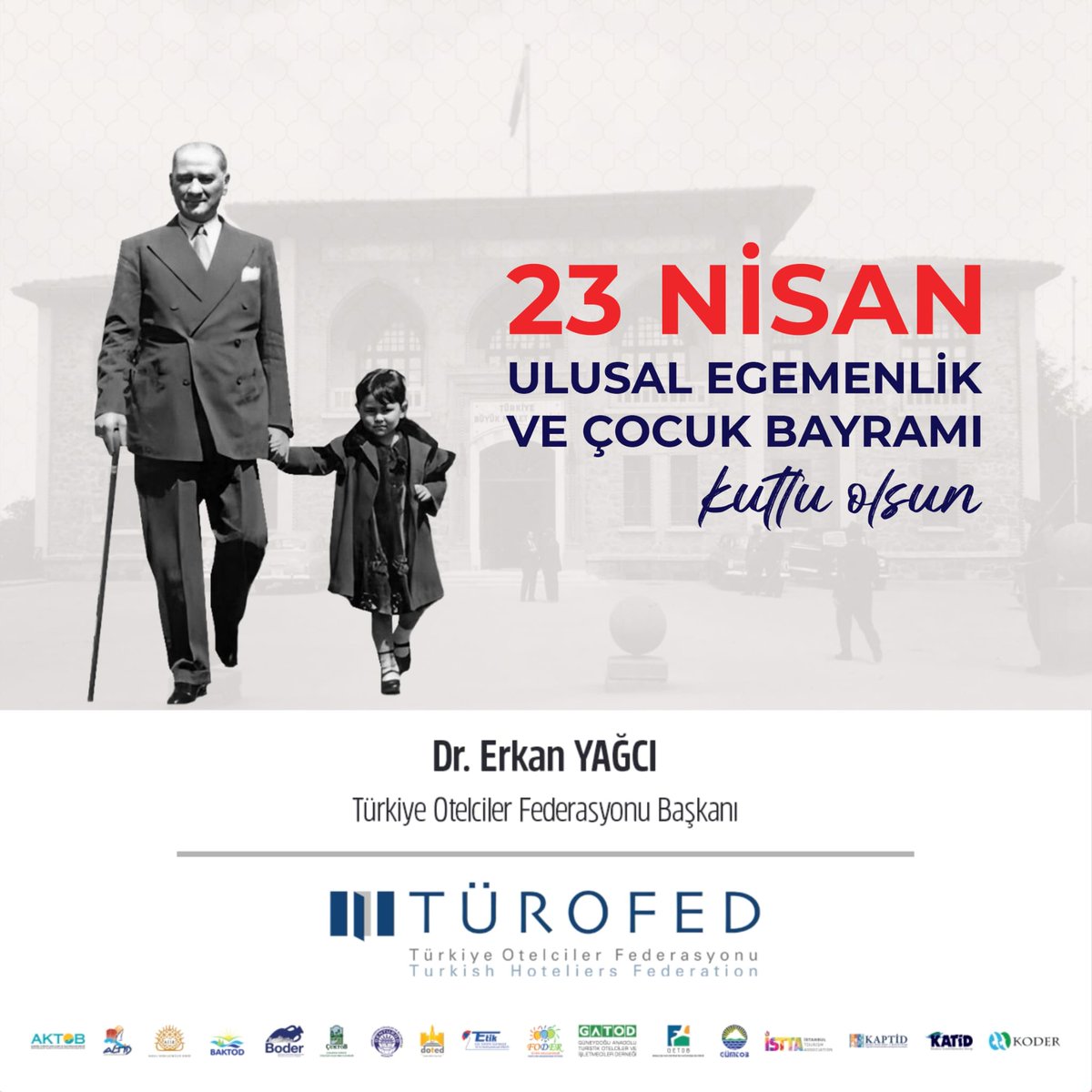 TUROFEDofficial's tweet photo. 23 Nisan Ulusal Egemenlik ve Çocuk Bayramı Kutlu Olsun 🎈

Çocuklarımızın sevgi ve barış içinde büyümelerini diliyor; bağımsızlık ve egemenlik mücadelesinin simgesi olan TBMM açılışının 104. yılında bu gururu yaşatan Atatürk ve silah arkadaşlarını rahmetle anıyoruz 🇹🇷 #23Nisan https://t.co/TUvyr483jD