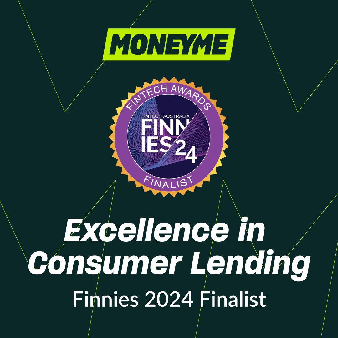 MONEYME's tweet image. We're thrilled to be nominated as a Finnies 2024 Finalists for Excellence in Consumer Lending! @ausfintech #Finnies #ConsumerLending #FinTech #Innovation