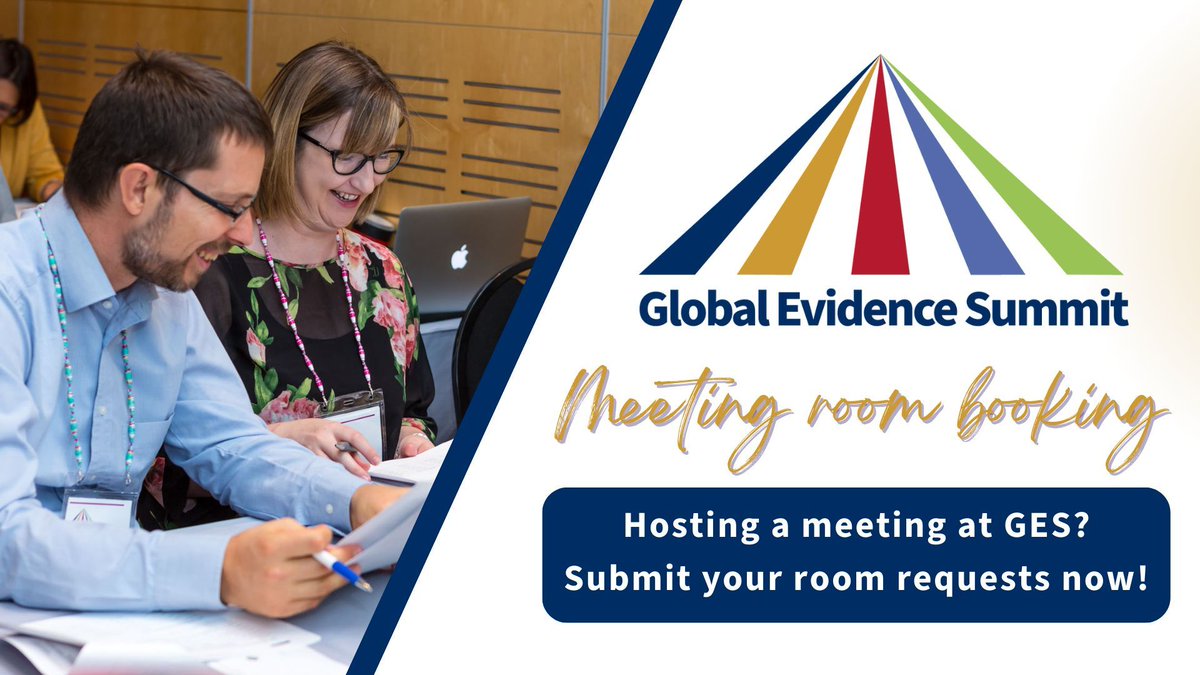 Planning on hosting a meeting at #GES2024? Request a room at the venue now. Meeting requests are open until 10 July but allocated on a first-come first-served basis. buff.ly/49Fym34 @cochranecollab @gin_member @JBIEBHC @CampbellReviews