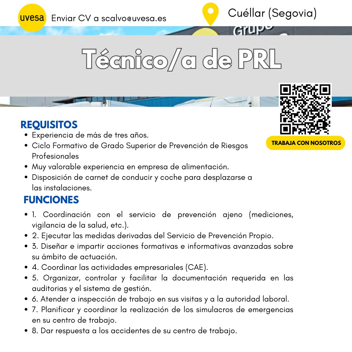 📢Nueva #oferta de #empleo para #Cuéllar (Segovia) 👩‍🏭 TÉCNICO/A DE PRL👇🏽 Trabaja con nosotros ▶ bit.ly/3Ueb2CK