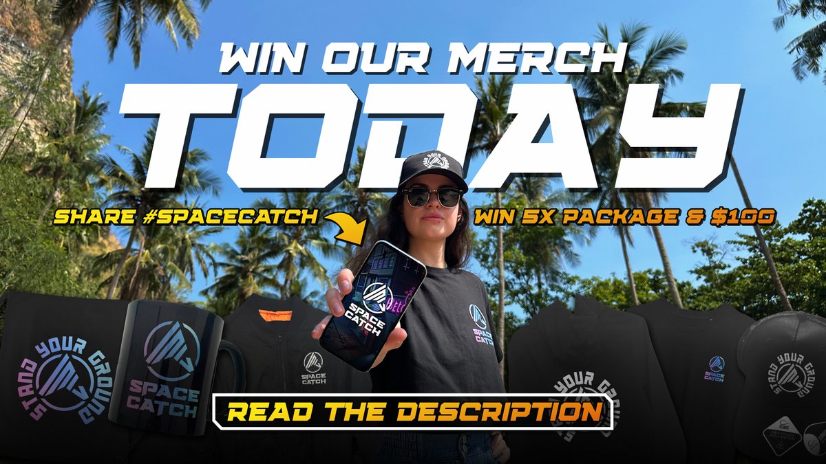 #Catchers, 𝗪𝗜𝗡 𝗔 𝗠𝗘𝗥𝗖𝗛 𝗣𝗔𝗖𝗞𝗔𝗚𝗘! 🚀🎉 Today is your final call to win a full #SpaceCatch merch package and $100! Share your most original promo idea now, tag us (@spacecatch_io), and use #spacecatch #catchergang 🎁 🕒 Contest ends at 22:00 UTC tonight! Check all…