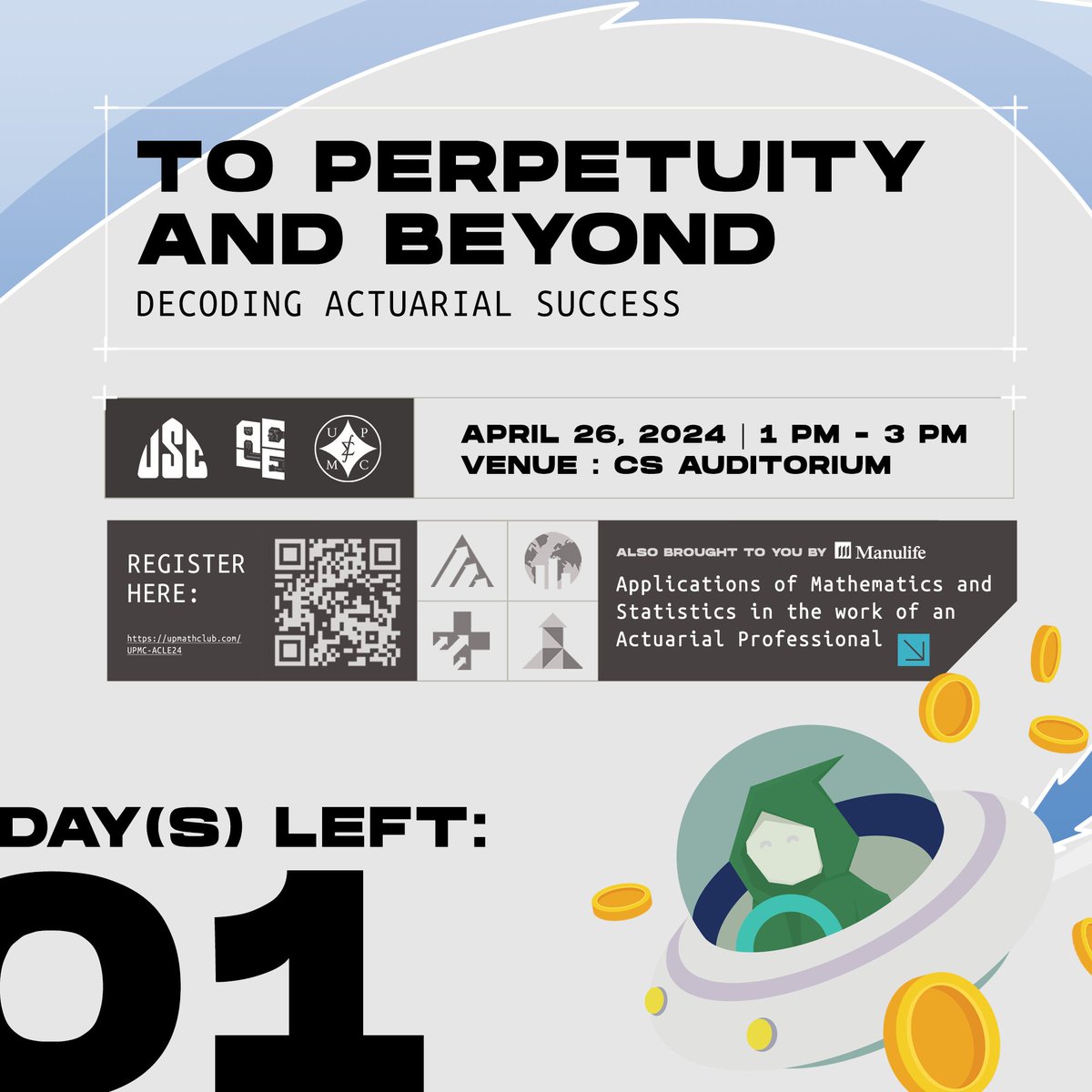 upmathclub's tweet photo. 3...2...1 We're only 1 day away from blasting off 'To Perpetuity and Beyond'! An event that will launch your understanding of asset-liability management to new heights🌌

Register here:
https://t.co/OhapRWzHEE

#GoogolLearns
#ToPerpetuityAndBeyond
#ACLE2324
#DefendAcademicFreedom https://t.co/1Dgs4KDly3