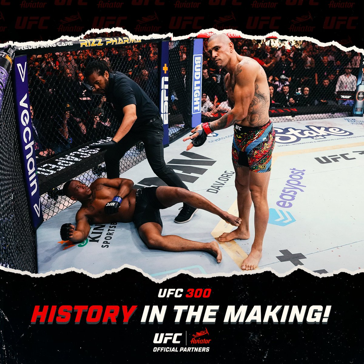 A standout moment of the UFC 300 main event! Congratulations to our champ, @AlexPereiraUFC. 💪 #UFC300 #SPRIBE #Aviator #AviatorGame #UFC #UFCIAviator #PereiraIAviator #ufcpartnership