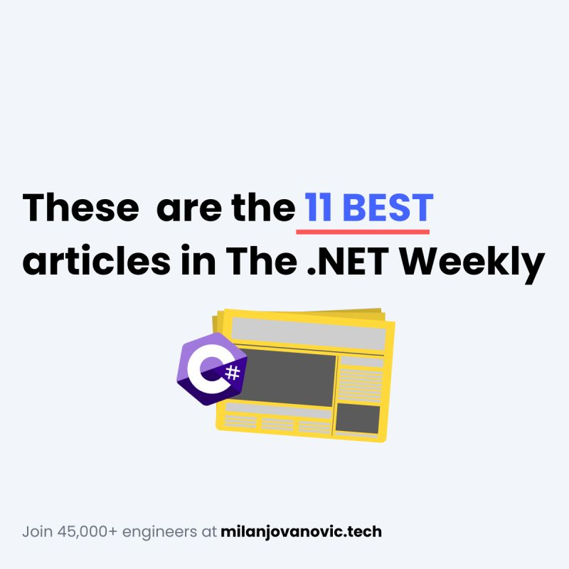 I've been writing the .NET Weekly for more than 1.5 years. I hand-picked the 11 best articles 👇 1. Vertical Slice Architecture milanjovanovic.tech/blog/vertical-… 2. Using Multiple EF Core DbContexts In a Single Application milanjovanovic.tech/blog/using-mul… 3. The Right Way To Use…