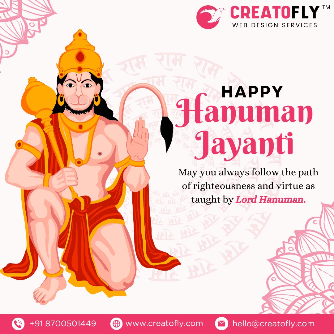 Happy Hanuman Jayanti

May you always follow the path of righteousness and virtue as taught by Lord Hanuman.

#creatofly #happyhanumanjayanti #hanumanjayanti #trendingpost #hanumanjyenti2024 #viralpost #jaishreeram