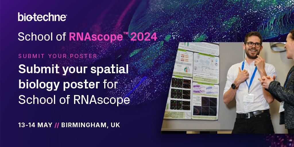 You can share your Spatial Biology story with your peers in our dedicated poster and networking session during School of RNAscope. Discuss your posters with our judges and have a chance to win our event poster prize. Submit now: bit.ly/49jIdL4
