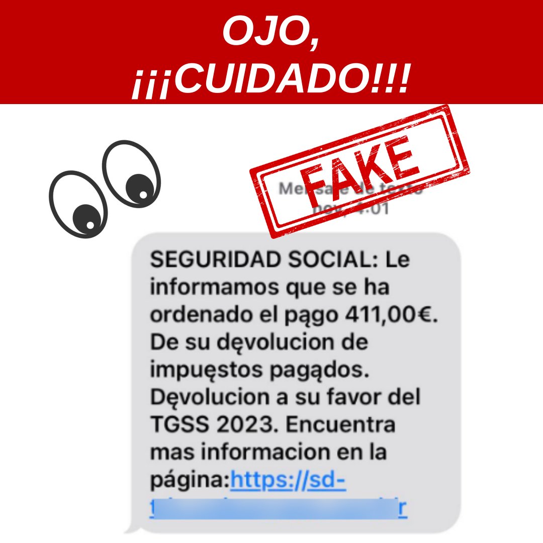 Se ha detectado una campaña de smishing suplantando a la Agencia Tributaria aprovechando el periodo de presentación de la renta actual.

Si has recibido un SMS sospechoso, no accedas al enlace adjunto, bloquea ❌ al remitente.

Más info aquí:
bit.ly/consejo-aeat