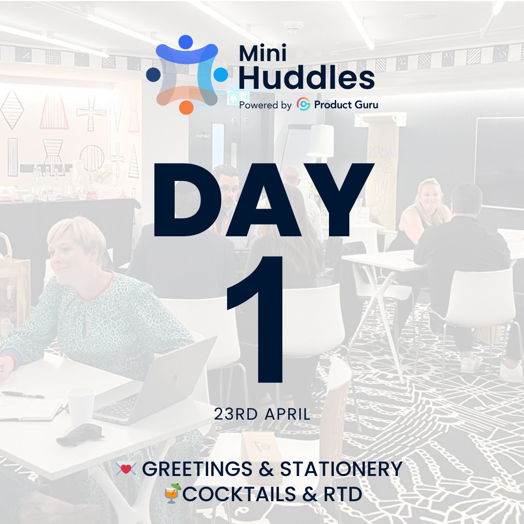 It's Mini Huddles time!⭐ We are hosting 4 sessions today across two categories: Cocktail & RTD🍹& Greetings & Stationery💌 We can't wait to welcome all brands and buyers at today's event! Best of luck to all the brands today! 😄 #PGMiniHuddles #retailevent #challengerbrands