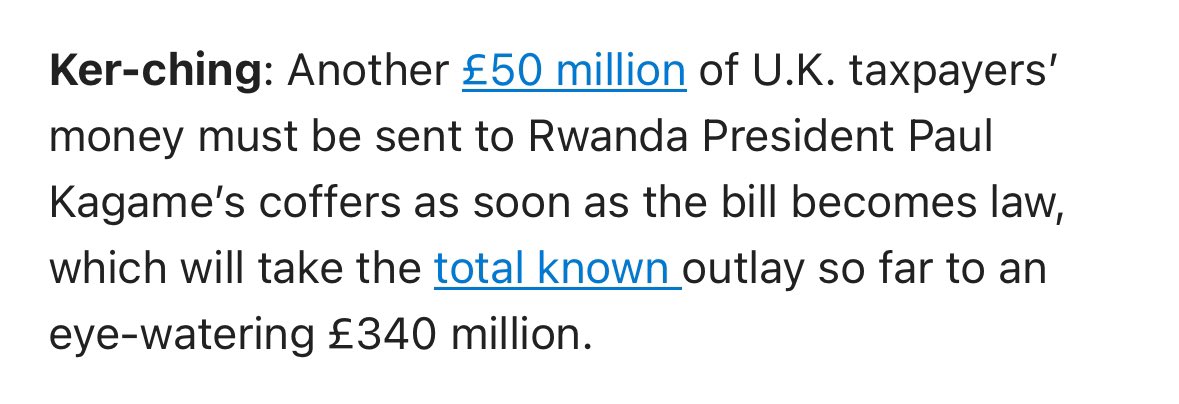 The entire Rwanda scheme costs less than a week of EU membership fees.