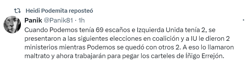 @IzquierdaUnida Ah q no vais a presionar con ese escaño en Euskadi para q los de Sumar veten a Manu Pineda?, quien os rescató de la quiebra económica?, claro q vosotros tambien sois de vetar, lo digo por @elpce y la UJCE, hay q tener valor, os habéis convertido en los recogemigas de @sumar .