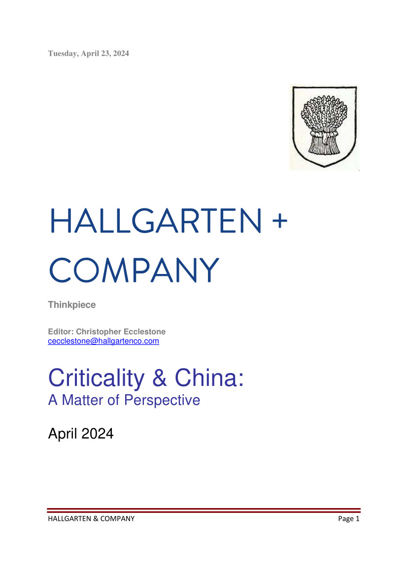 What's critical and what's not... we take a look at what #metals & minerals that #China might think is critical which is quite different to what the West needs/wants. $UUUU hallgartenco.com/wp-content/upl…