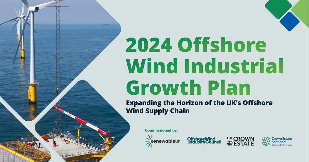 The Offshore Wind Industrial Growth Plan sets out an ambitious vision for the UK offshore wind sector. One that would boost the UK economy by £25 billion in the period up to 2035. Download here 👉 bit.ly/447VqWh #OffshoreWind #FloatingWind #RenewableUK #CrownEstate