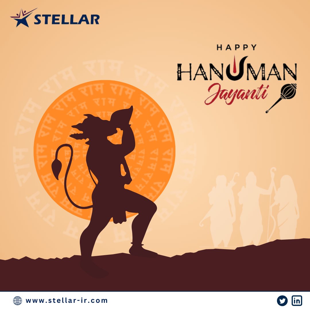 StellarIR's tweet photo. May the blessings of Lord Hanuman bring strength, courage, and wisdom into your life. Wishing you joy, prosperity, and success on this auspicious occasion. Jai Hanuman! 🙏🏽

.

.

.

.

#hanumanjayanti2024 #jaihanuman #stellariradvisors #investorrelations https://t.co/dBwltYCToH
