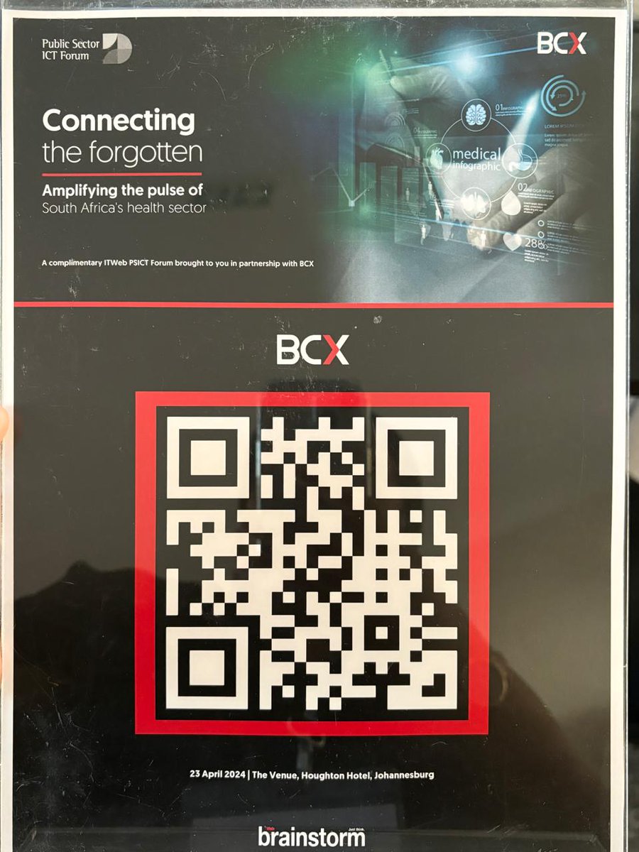 BCXworld's tweet image. The Public Sector ICT Forum, sponsored by BCX in collaboration with ITWeb, is taking place today at the Houghton Hotel. The Forum will engage in conversations around ‘Connecting The Forgotten’, focusing on the role of connectivity in healthcare.
#BCX #PSICTForum #Healthcare