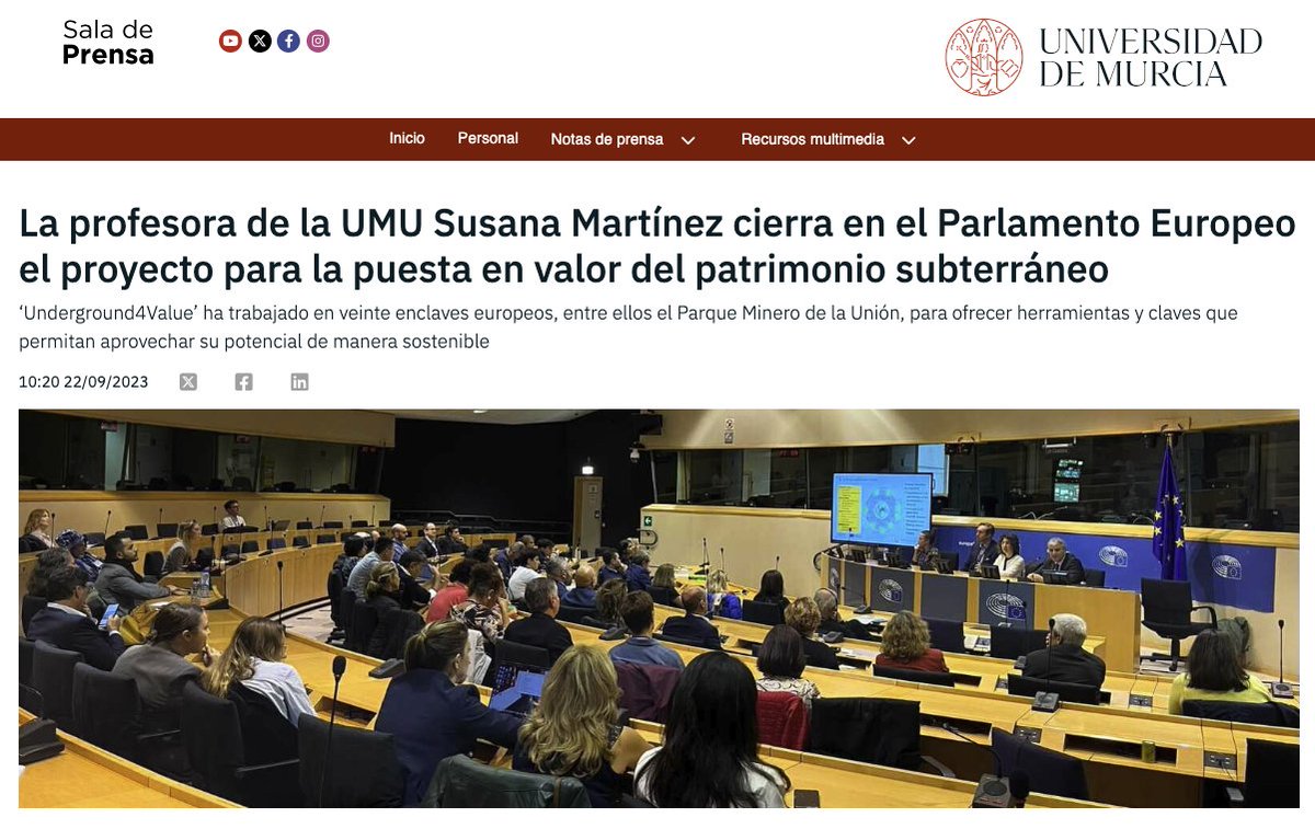 sumaro76's tweet photo. @mrossemp @PSOE_RM @jsrmurcia @asociacionanse @EcoenAccionRM @MelocotonDCieza @sosmarmenorofi @OficinaMarMenor @KAIROS_URBACT Muchas gracias, @mrossemp: tu apoyo al proyecto de la @UMU @COSTprogramme #Underground4Value nos permitió presentar en el @Europarl_EN los resultados finales, poniendo en valor el patrimonio subterráneo de la #RegiondeMurcia
https://t.co/UAWVN1Tnxz https://t.co/y0ruvHSUkR