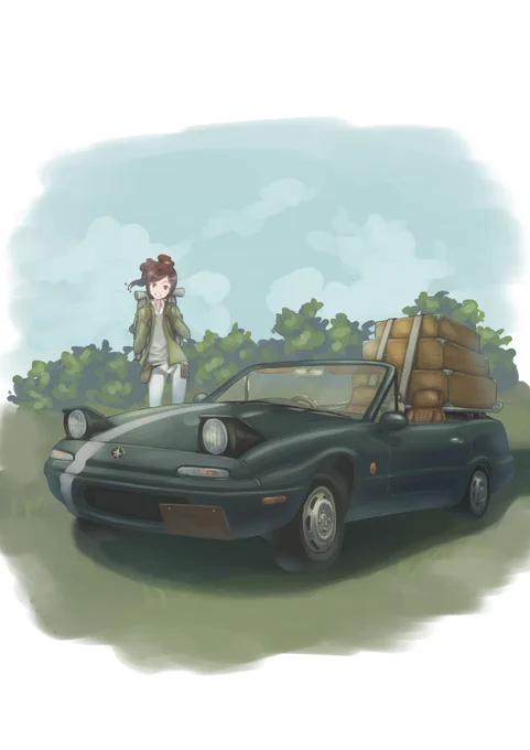 以前描いた車やバイク創作では乗り物を乗りこなすキャラをたくさん登場させる予定です#イラスト 