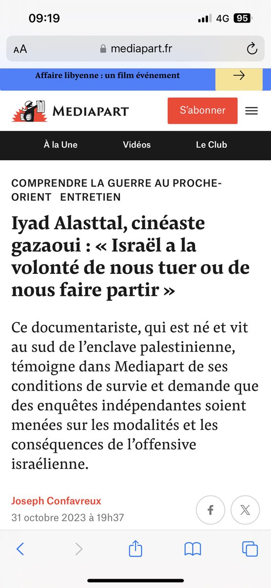 Dans ce reportage, TV5monde interviewe un certain réalisateur palestinien nommé Iyad Alasttal. 
Le même avait dit peu de temps après le 7 octobre : « Israël a la volonté de nous tuer ou de nous faire partir ». 
—
Ce discours est répandu chez tous les haineux de Juifs dans le