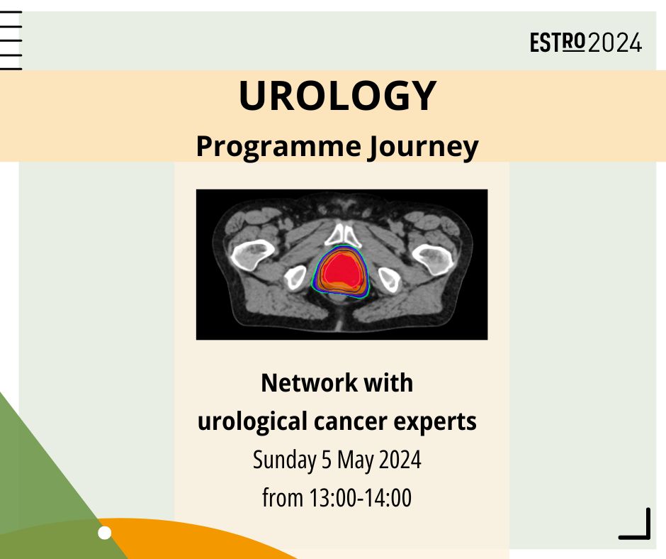 Expand your network at #ESTRO24: meet experts in Urological cancer! 📆 Sunday 5 May 2024 I from 13:00-14:00 BST ✅ Register here: bit.ly/4aj8SJa 🔎 Also, explore all the sessions in the field: bit.ly/3WbRJg5