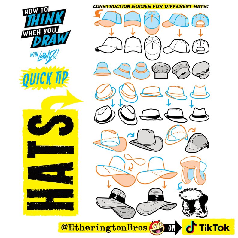 HATS! I’ve just posted a tutorial on DRAWING FABRIC CREASES over on TIKTOK ( handle: EtheringtonBros ) - hope it’s useful! 
Lorenzo!
#anime #manga #comicart #conceptart #gamedev #animationdev #gameart #tutorial #illustration #art #drawing #characterdesign #visdev