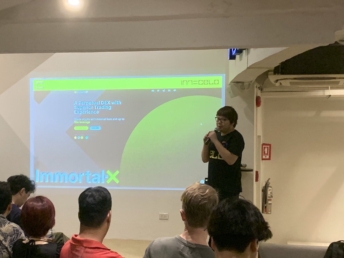 KohCelo's tweet photo. 4/ And our sponsor, @immortalx_io, The first Perpetual Exchange on the Celo Blockchain. We are also grateful to the special guests from @ReFiThailand, @ReFiKorea, and @CeloKorea for joining our event. https://t.co/nqFjcceADX