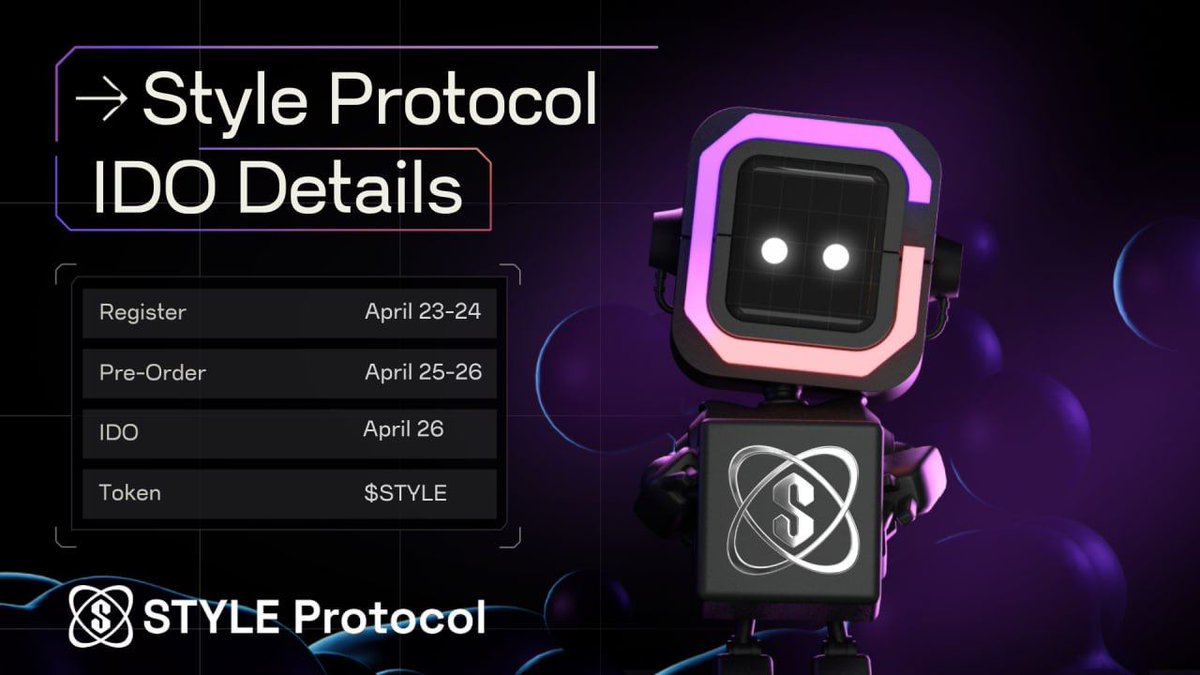 📌 @STYLEProtocol ıDO Tarihleri Dökümü: 

🔹 Kayıt Dönemi: 
23 Nisan, 11:00 - 24 Nisan, 19:00 TSİ

🔹 Ön Alım: 
25 Nisan, 11:00 - 26 Nisan, 11:00 TSİ

🔹 Garantili Tur: 
26 Nisan, 11:00 - 27 Nisan, 00:00 TSİ

🔹 FCFS: 
27 Nisan, 00:00 - 27 Nisan, 03:00 TSİ

IDO Sayfası:
