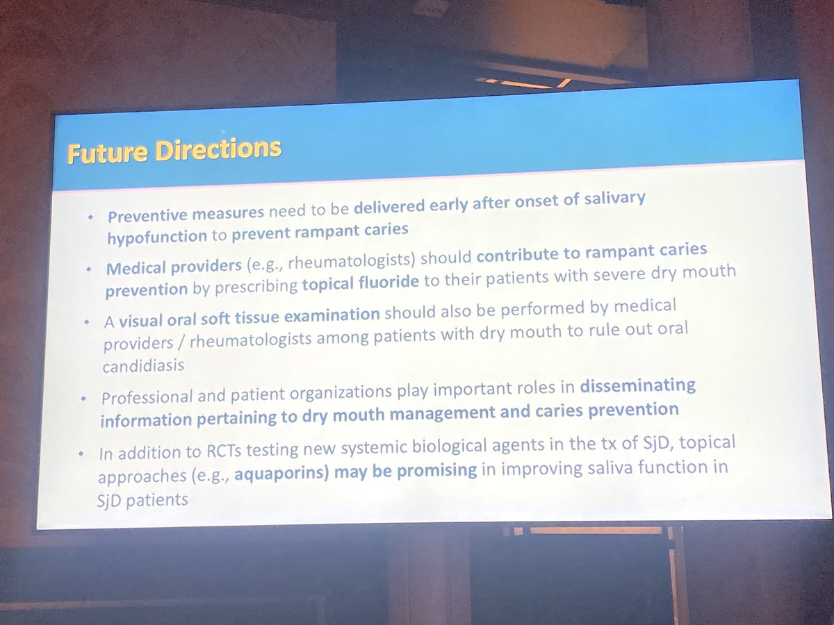 Caroline #Shiboski’s highlights on how can we improve dental care in #Sjogren. Main message: more topical #fluoride for ALL patients with #SjD. #ISSjD2024 @SjogrenEurope