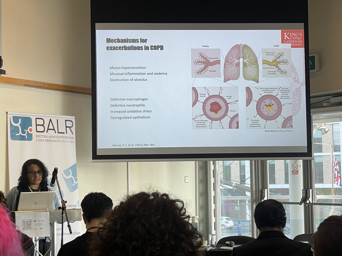 Kicking off day 2 of #BALR2024 it’s the amazing @MonaBafadhel talking molecular mechanisms of exacerbations in COPD and asthma