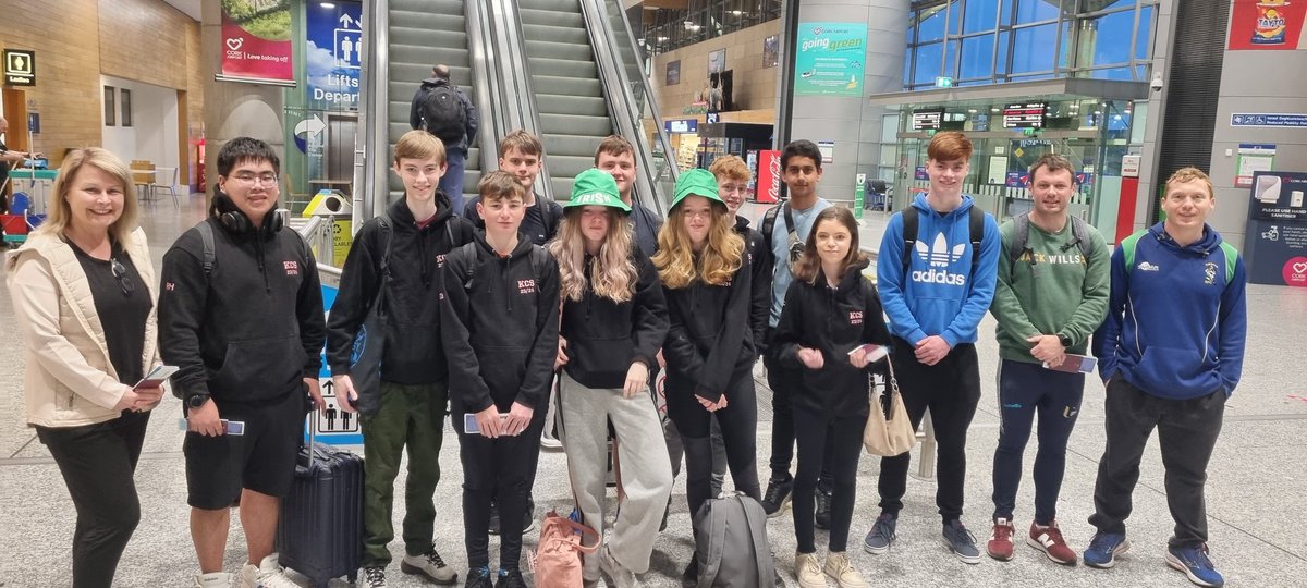 CiarnWalsh2's tweet photo. Good Luck to the Kinsale Community School VEX Robotics team , departing Cork Airport this morning✈️, heading to Dallas, Texas to participate in the Vex Robotics World Championship🌎, Go Team Ireland🇮🇪 https://t.co/NP36sDboek