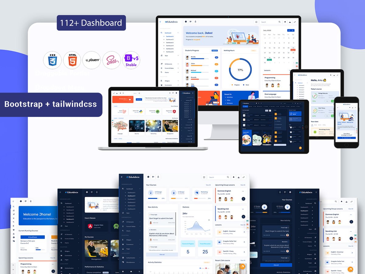 EduAdmin is a Smart LMS Dashboard Templates. This Leaning Dashboard UI Design is Fully Featured...
. 
Buy Now - themeforest.net/item/eduadmin-…   
. 
#academy #admin #admindashboard #admintemplate #admintheme #learning #education #learning #learningmanagementsystem #lms