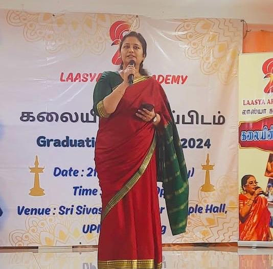 Laasya Arts Academy, run by Smt Guruvayur Usha Dorai, celebrated their Graduation Day 2024 on April 21 at UPM Sri Serdang. Deputy High Commissioner @hcikl Ms Subhashini Narayanan, participated as Chief Guest and gave away felicitations and prizes to best performing students;…