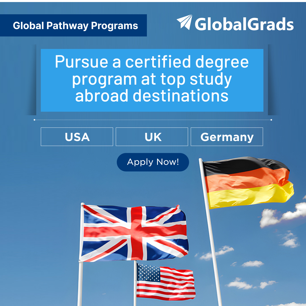 Explore vibrant cultures & renowned universities with Global Pathway Programs. Choose from the USA, Germany, or UK. Earn a  international degree and become a responsible global citizen – apply now!
#StudyAbroad #HigherEd #GlobalEducation #EducationAbroad #InternationalStudents