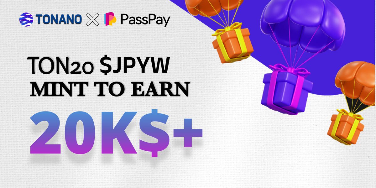 Ton_scription's tweet photo. Mint to earn ( $JPYW #TON20 ) 🎁 

To celebrate partnership with @passpayio to bring JPY stable @ton_blockchain , $JPYW #TON20 #inscription is deployed at 👇

https://t.co/W26e5MpXkH 🥷

We invite community members to mint the inscription with opportunities to earn $20k+ (blue chip token*) reward as baseline. The reward will increase if minters number hit 10k. Every extra 5k minter counts will trigger $5k additional reward ✅

For example, if minter number < 10k, total reward pool would be $20k. If minter number > 10k, < 15k, total reward pools would be $25k ($5k extra). if minter number is >15k, < 20k, the total reward would be $30k. More minters' engagement, more rewards. 💎

Pls note that #inscription $jpyw (#TON20) itself is not JPY stables backed by fiat but voucher to receive airdrop reward or other benefits in the future. We hope the #inscription $jpyw (#TON20) holders are the very first batch of users to receive real $jpyw (stable) airdrop⚠️ 

Pls remember the mint cost @ton_blockchain  is 2.5 times lower  👇
https://t.co/RGvfn3YKx1

Let's take action now. 🎬

*Blue chip token reward: $ton, $usdt, #OpenLeague project tokens (with high liquidity) or $jpyw (stable) if its mainnet launches on @ton_blockchain promptly 🪂

Appreciate if you can retwit this and follow @Ton_scription @passpayio 🙏