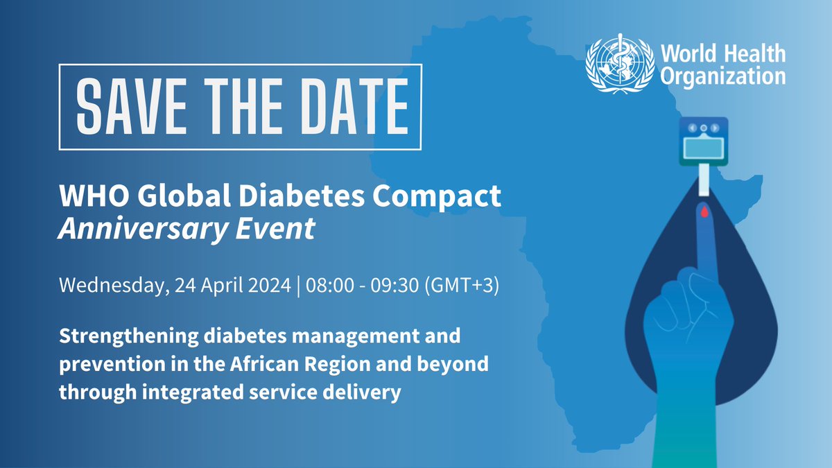 Don't miss out on the <a href="/WHO/">World Health Organization (WHO)</a> #GlobalDiabetesCompact anniversary event happening on 24 April! We'll be discussing strategies to strengthen #diabetes management and prevention. Register here: who.zoom.us/meeting/regist…