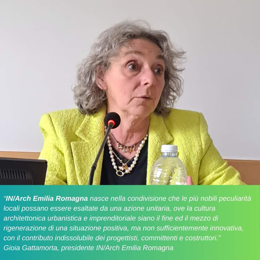 La Sezione IN/Arch Emilia Romagna va a riempire un vuoto istituzionale importante, in uno dei principali tessuti produttivi del Paese. Alla guida Gioia Gattamorta, Architetto ravennate, già Presidente dell'Ordine degli Architetti di Ravenna.
#inarch #sezioniinarch