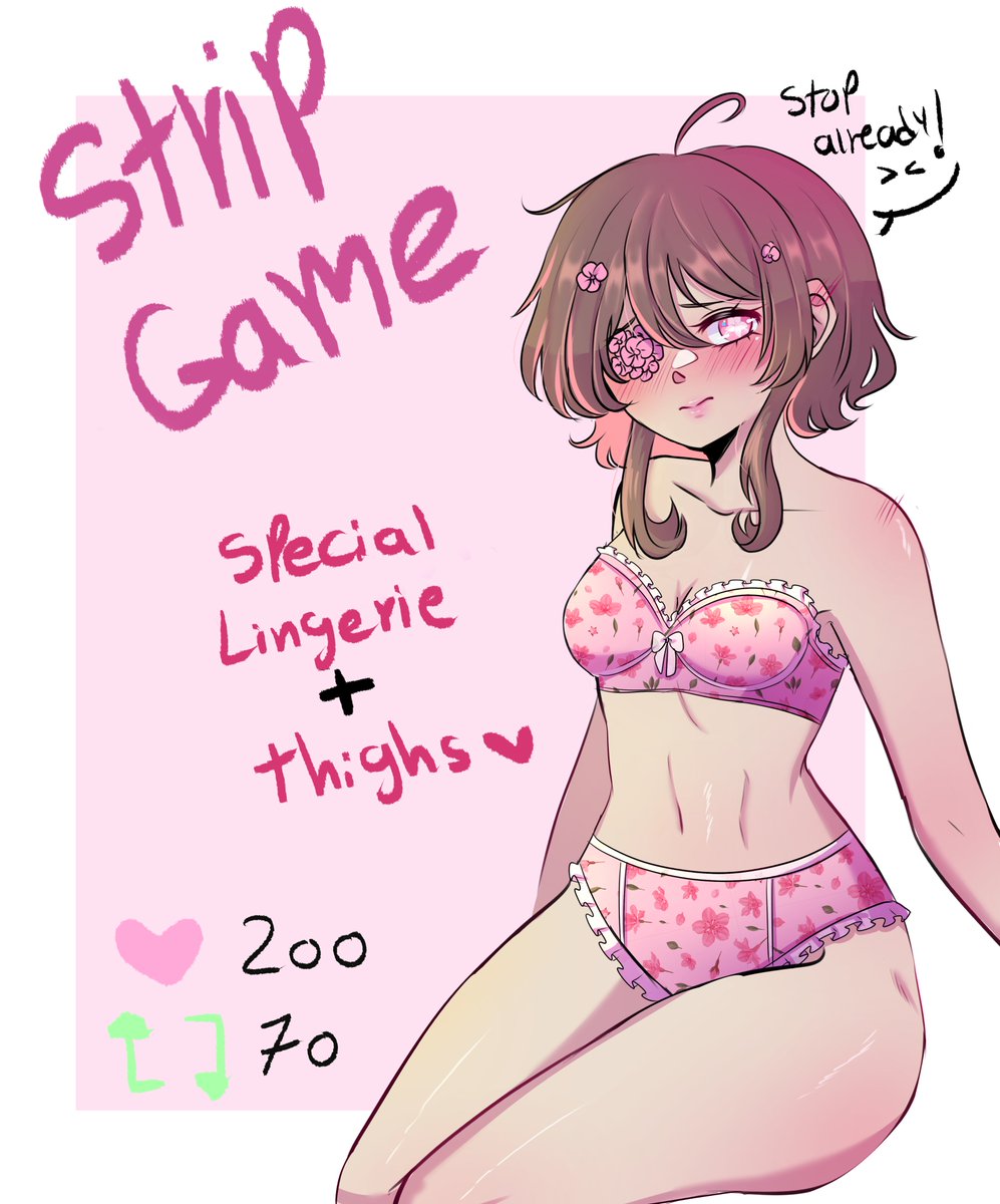 #stripgame last part of the stripgame! but you can get a bonus if you want (kinda hard hehe)
thank you for the support! i love you all!