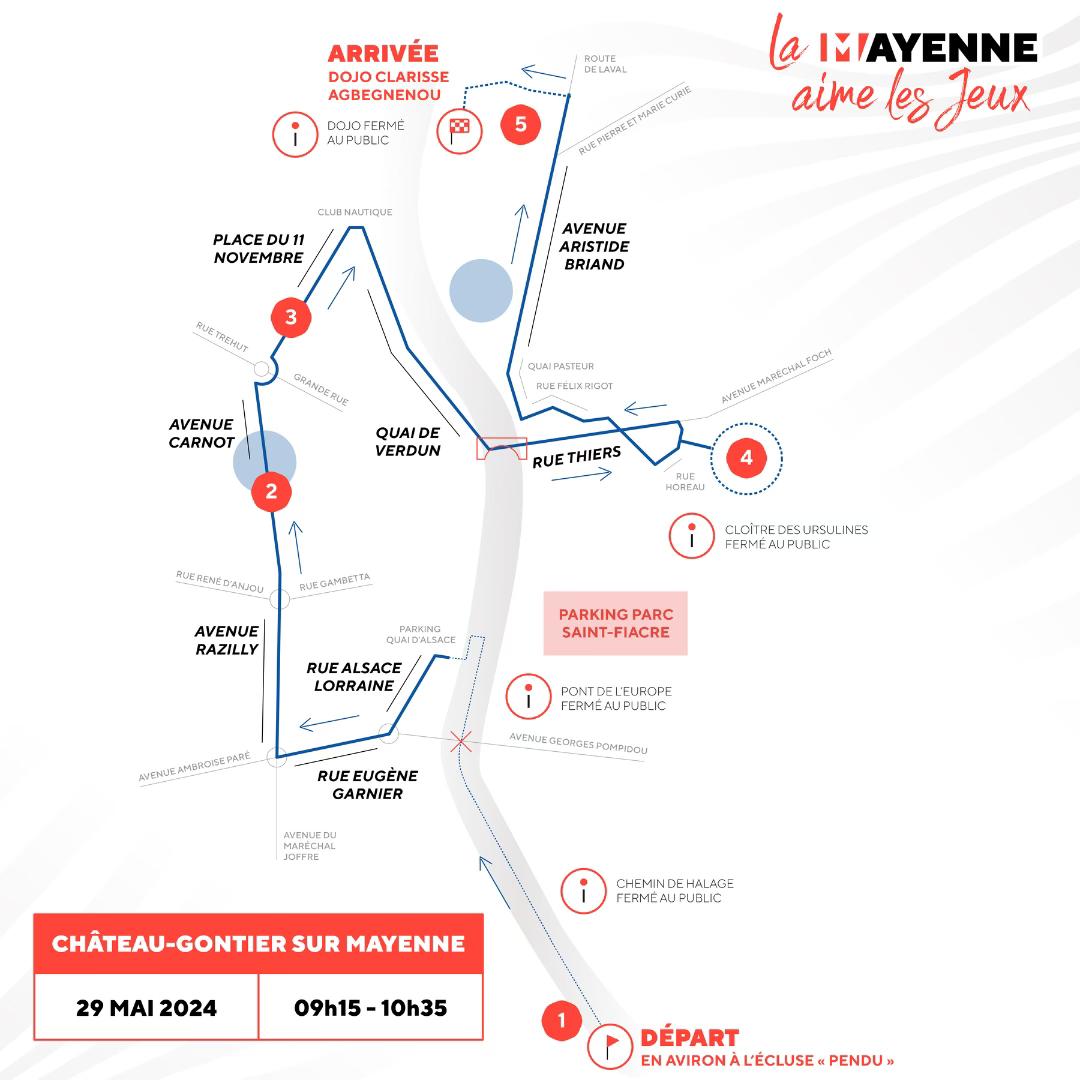 #MardiConseil 🔥 🏃Le #RelaisDeLaFlamme Olympique dans le Département commencera son parcours en traversant #ChateauGontier sur #Mayenne de 9h15 à 10h35 📅Réservez bien sur vos tablettes la date du 2⃣9⃣ mai pour vivre ce moment historique 🤩 @Paris2024 #JOParis2024