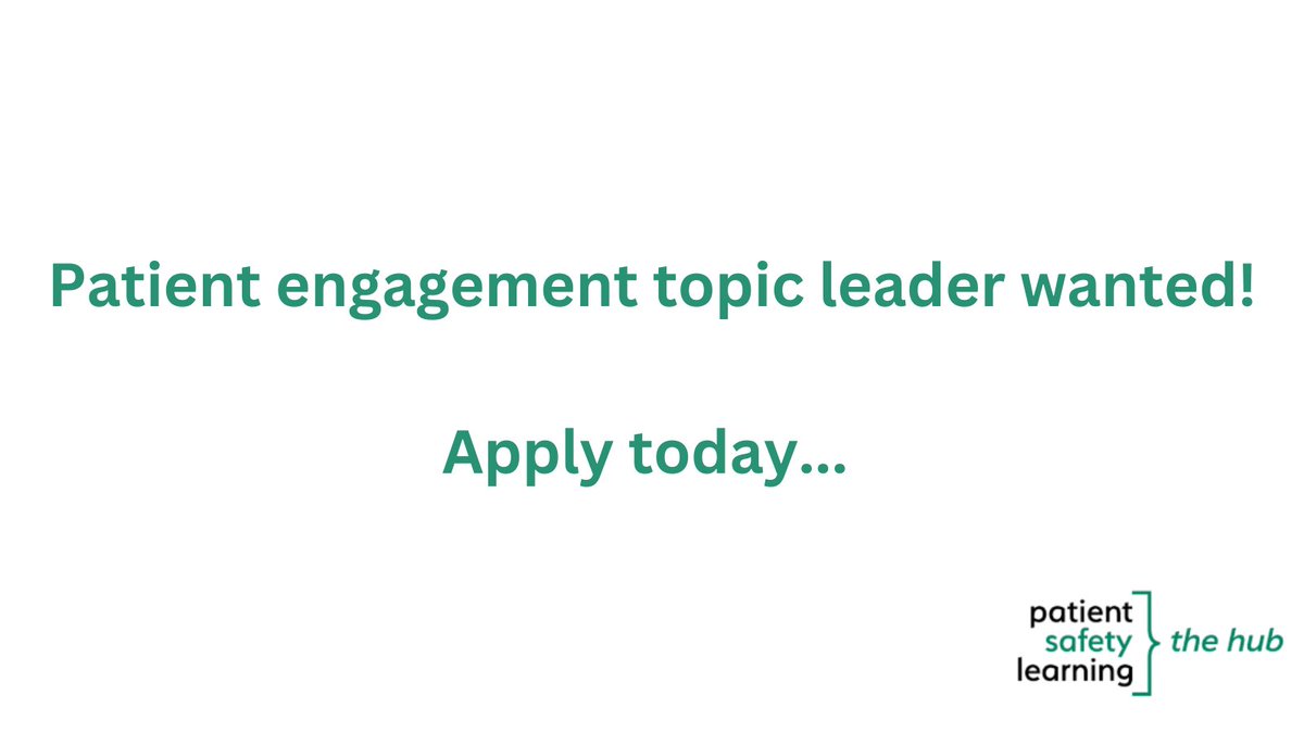 Are you interested in becoming a #patientengagement topic leader for the hub, our award-winning platform to share learning for patient safety?

Find out more about this voluntary, advisory role and how to apply. Link➡️pslhub.org/topic-leaders/ #pslhub #patientsafety