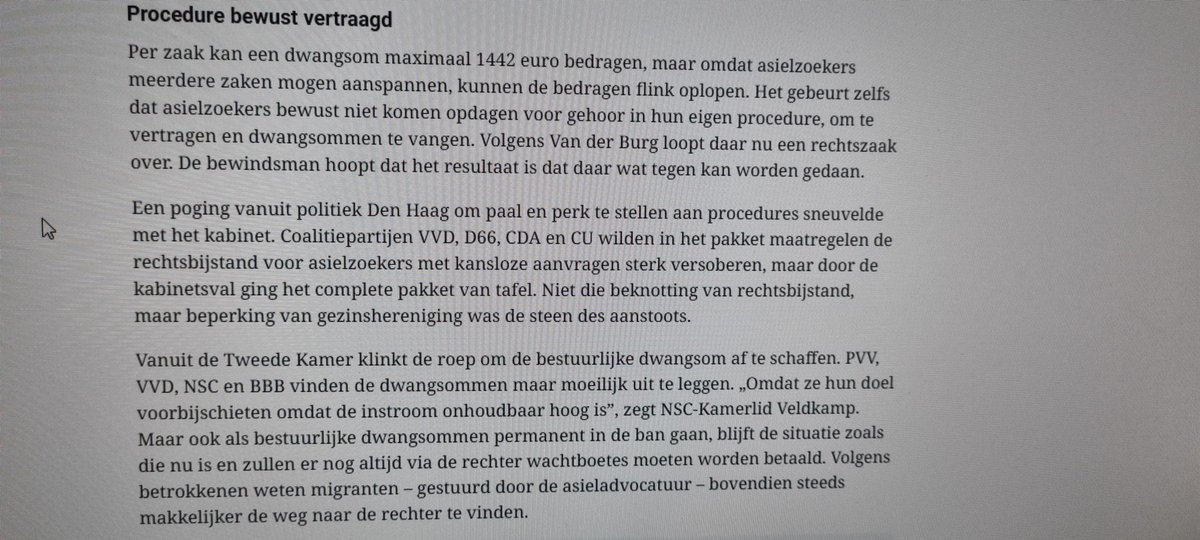 @telegraaf @geertwilderspvv @lientje1967 @PieterOmtzigt even opnemen in het regeerakkoord/nieuwe wet? Niet komen opdagen bij een verhoor is geen recht op dwangsom! Niet wachten op de rechtszaak. Groningen en Toeslagenouders hebben 0 recht op dwangsommen en die asielzoekers trekken ons leeg!