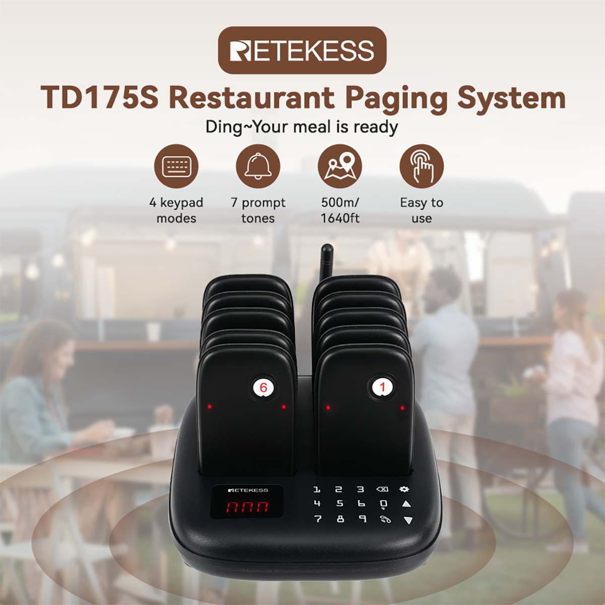 retekess's tweet photo. Coming Soon! Retekess TD175S Wireless Restaurant Pager With 10 Pagers Portable Food Buzzers!
Mini size little guy, suitable for fast food restaurants and food trucks!🍕🍨🥂
#retekess #restaurantpager #pager #restaurant #customerservice #bar #pagersystem #foodcourt https://t.co/OAcylfA0fn