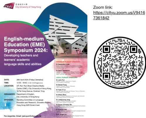Getting excited for Friday's English Medium Education conference in Hong Kong 🥳🇭🇰 @jackpun9 🙏 
Zoom link now available:
cityu.zoom.us/j/94167361842
Very much looking forward to seeing you there! 🤓
#EMI #EFL #EAP #AcademicLanguageSkills #HK #HongKong #CityU