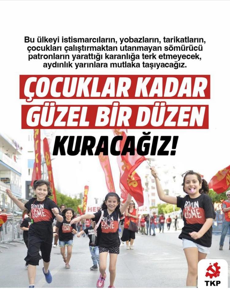 Çocuklarımıza kutlanacak bir 23 Nisan bırakmayan bu düzene karşı mücadeleyi kesintisiz sürdüreceğiz. Sözümüz söz! Çocuklar kadar güzel bir düzen kuracağız.

#23Nisan #23Nisan1920 #23Nisan2024 #çocuk