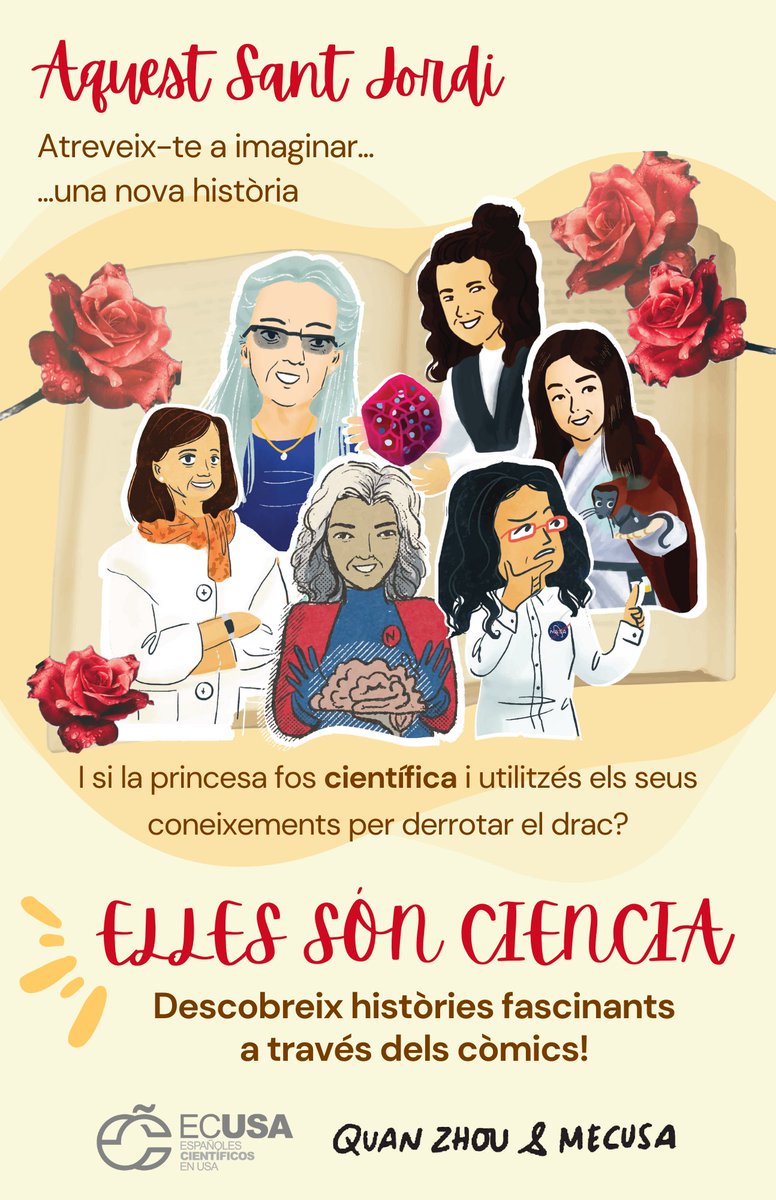 Aquest Sant Jordi, atreveix-te a imaginar... una nova història… 🌹📖 Què passaria si la princesa fos científica 👩‍🔬 i utilitzés els seus coneixements per derrotar els dracs més ferotges del món? Descobreix 'Elles son Ciència', creat per MECUSA i @Gazpacho_Agri ➡️