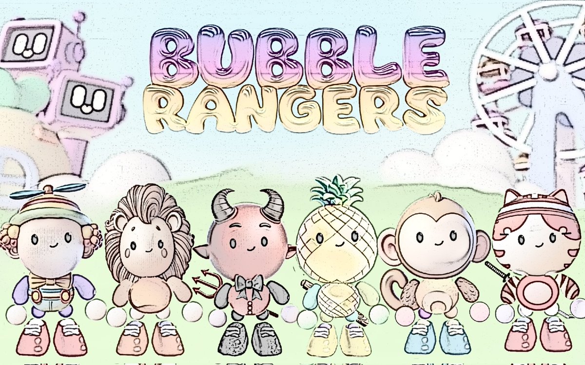 Meet the new Bubble Rangers team: Pinafy, Leon, Monky, Clowny,Diablo and Cat'o! Each with their own unique style, they're ready to take #BUBBLERANGERS by storm. Get ready for an epic adventure with these different skins for #BubbleRangersDesign @cmttat @Imaginary_Ones $BUBBLE
