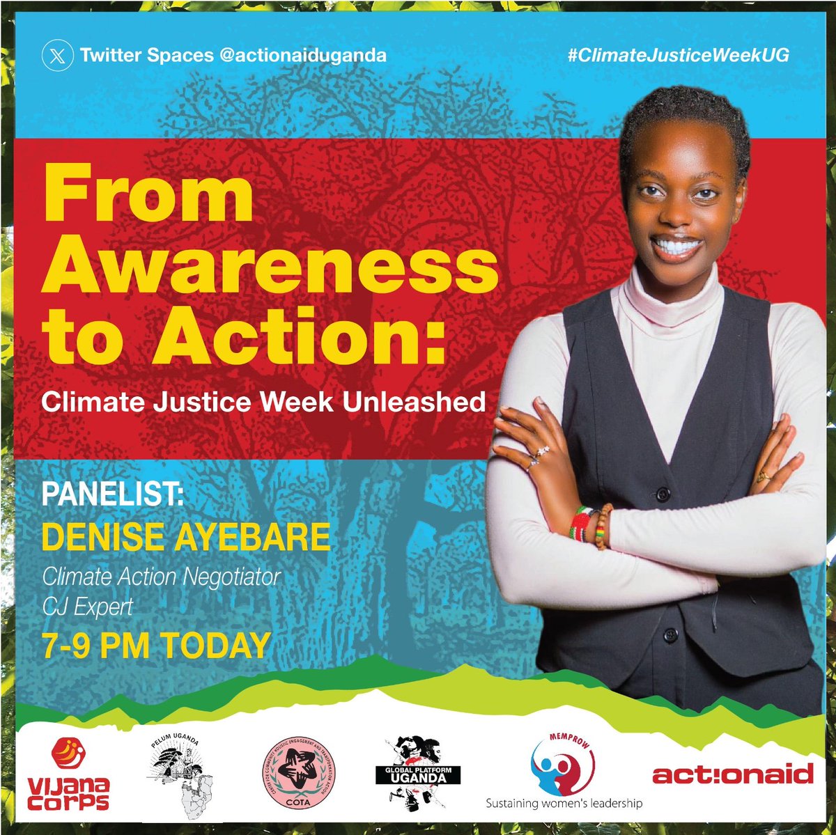 Thrilled to announce @AyebareDenise as a panelist for our Climate Justice Week Twitter Space. With her extensive background in environmental law, advocacy, and project management, Denise brings invaluable insights to our discussion. #ClimateJusticeUG