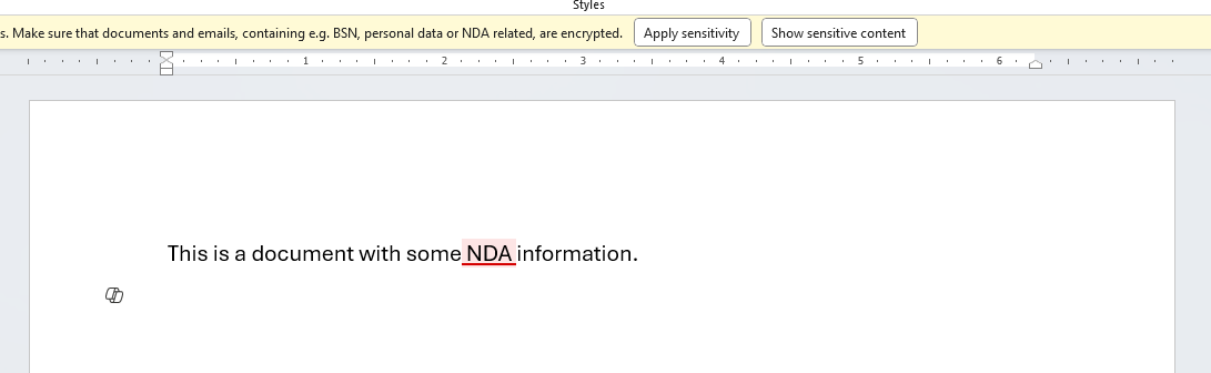 alberthoitingh's tweet image. This is great new functionality. It was announced some time ago, but I now finally see this in Office. Detected sensitive information in a document is marked ;-) #MicrosoftPurview #MicrosoftInformationProtection