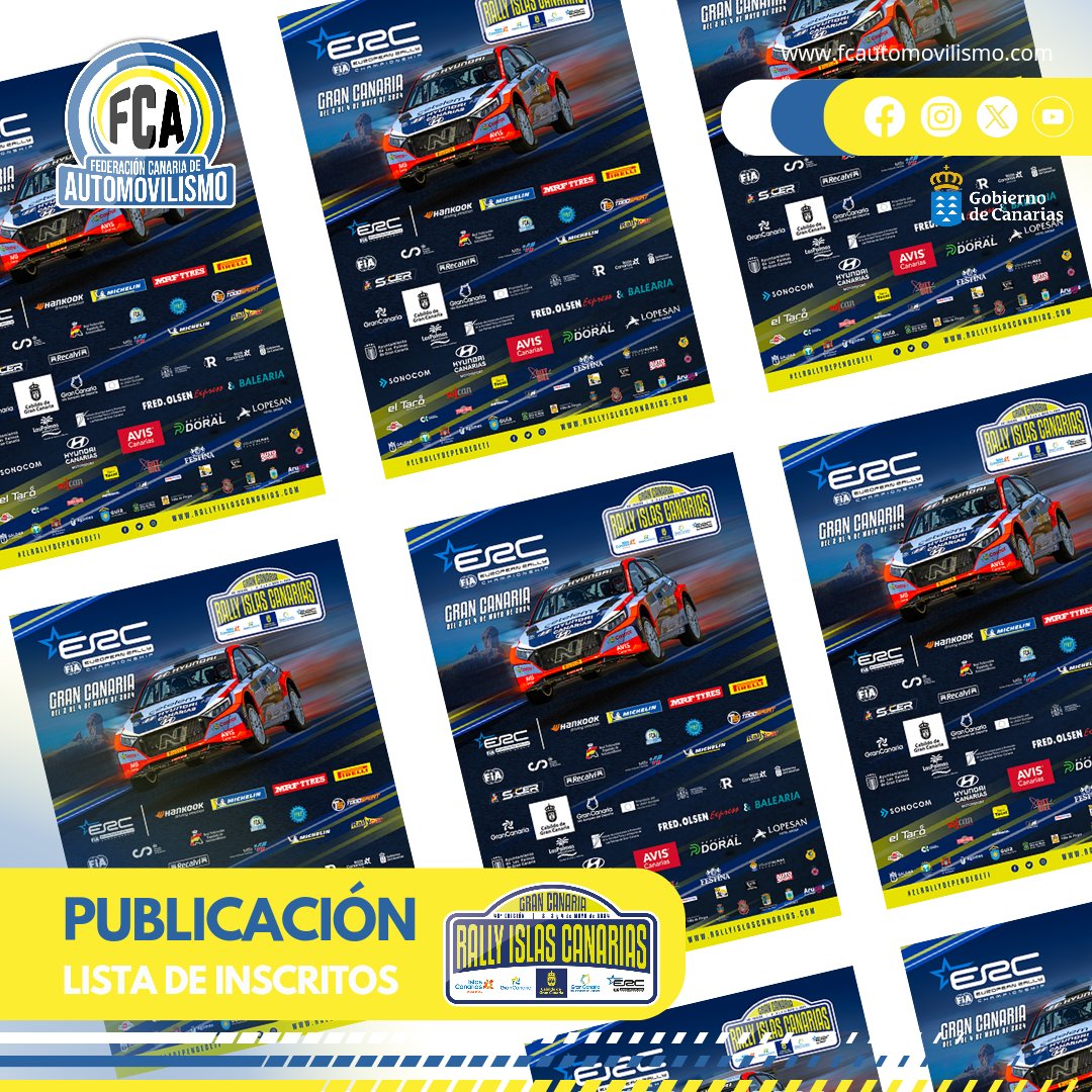 Hoy a las 1️⃣4️⃣🕑 conoceremos la magnífica lista de inscritos del @RIslasCanarias

Disfrutemos del mejor rally que hay con cabeza 💆‍♂️

@fia
@fiajuniorwrc
@rfedea
@fcautomovilismo 
@fiasct 
@FIALPLaPalma
@oficial_falp
@Deportecanario
@fredolsenexpress