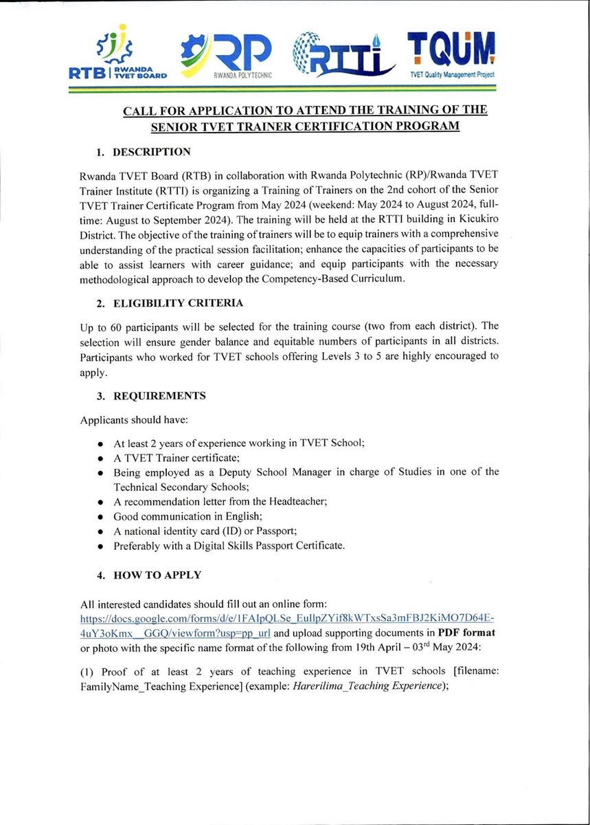 ProjectTqum's tweet photo. Are you a #TVET trainer looking to strengthen your skills in session facilitation, career guidance, and Competence Based Curriculum development? Apply for the Senior TVET Trainer Certificate Program via https://t.co/VeP4lmAWnV. For more information check below👇. https://t.co/5zBPWGAScS