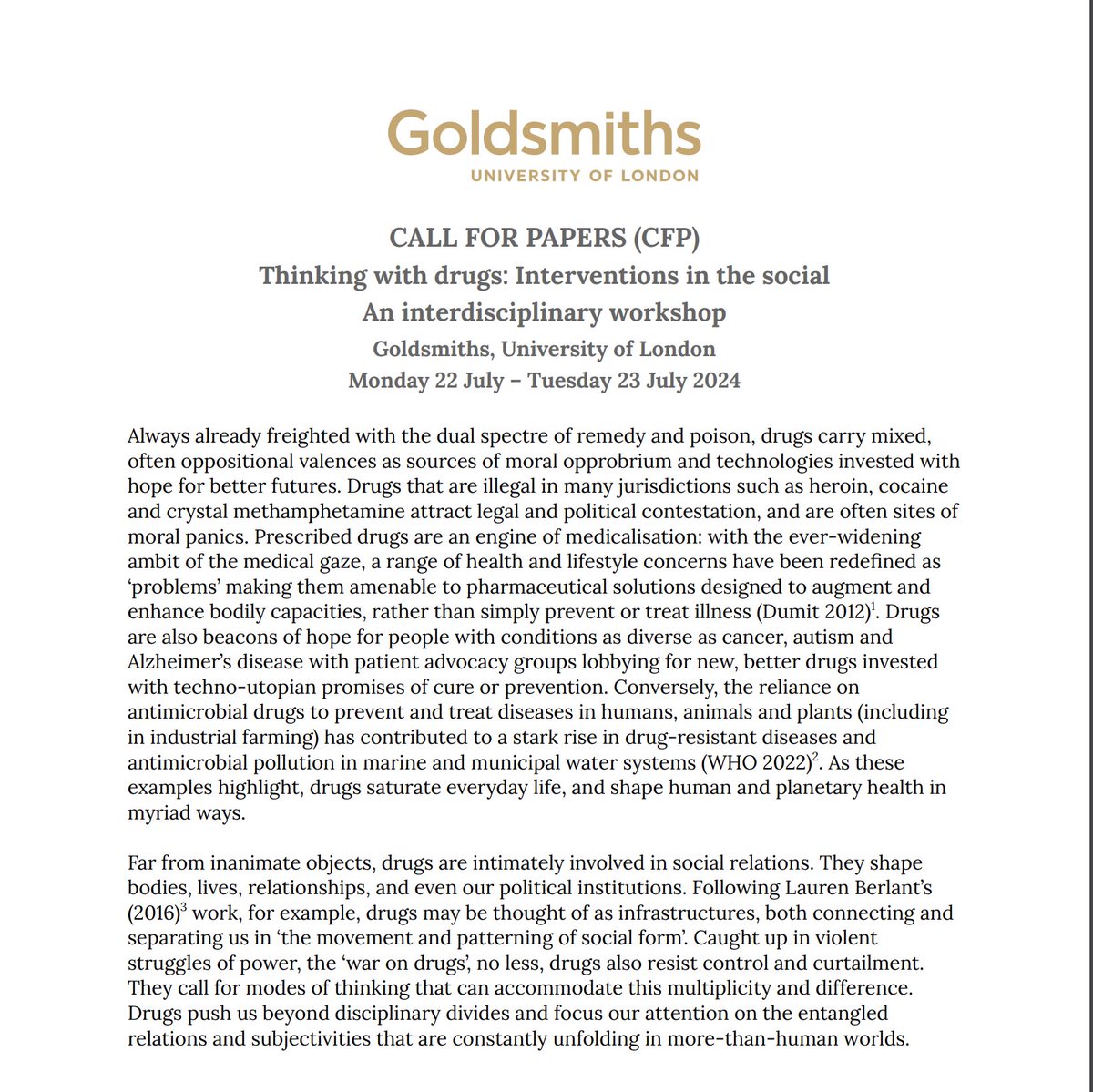 🚨🚨 Send your abstracts to our 'Thinking with drugs' workshop!. Can interdisciplinary research on drugs generate new insights in a time of global change? CFP closes 10 May: tasa.org.au/docs.ashx?id=1… org @fay__dennis, @kari_lancaster, @KiranPienaar & @RenaeFomiatti