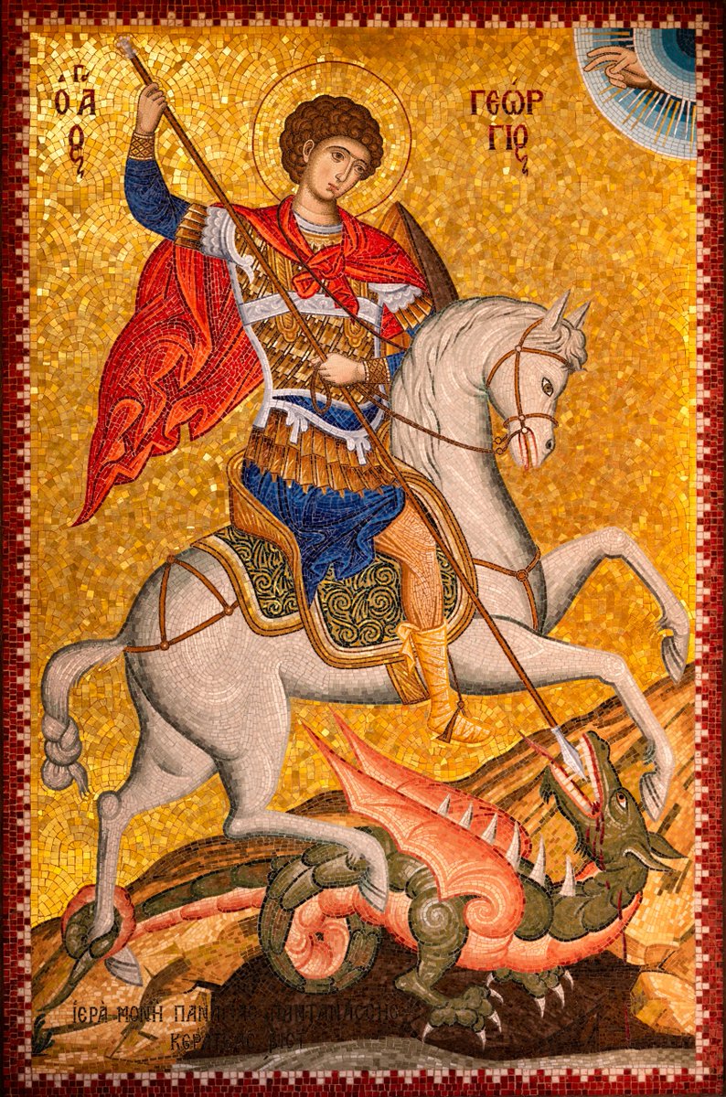 OLOL are celebrating #StGeorgesDay with Mass and lots of red, white and blue in school today. What can you find out about the life and faith of St George? Mrs D #OLOLRE #CatholicLife